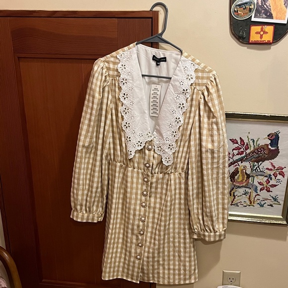 NWT Sister Jane Gingham Lace Dress - Picture 1 of 9